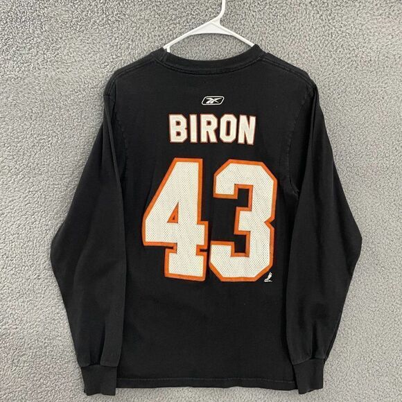 Philadelphia Flyers Shirt Men S‎ Black Reebok NHL Martin Biron #43 LS Tee - Picture 5 of 10